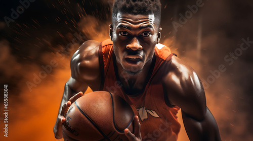 Action portrait of an athlete during a game, using fast shutter speed and close-up shots