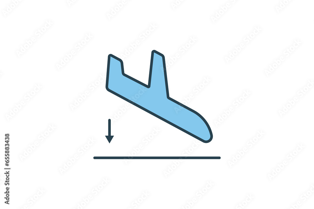Landing icon. Airplane. icon related to airport. suitable for web site design, app, user interfaces, printable etc. Flat line icon style. Simple vector design editable Landing icon. Airplane. icon related to airport. suitable for web site design, app, user interfaces, printable etc. Flat line icon style. Simple vector design editable