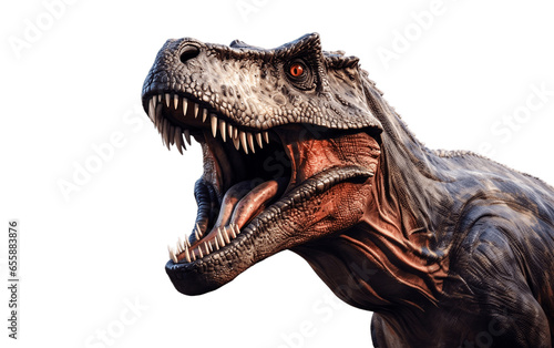 Tyrannosaurus Rex Dinosaur Head Isolated on a Transparent Background PNG. Generative AI