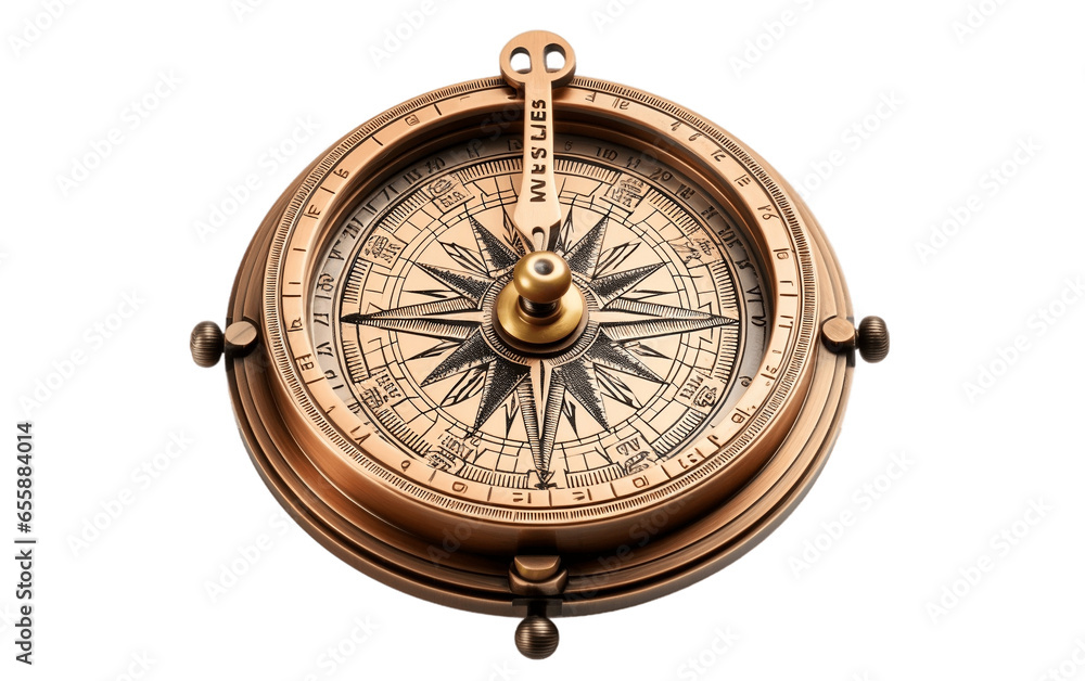 Antique Navigation Instrument Isolated on a Transparent Background PNG. Generative AI