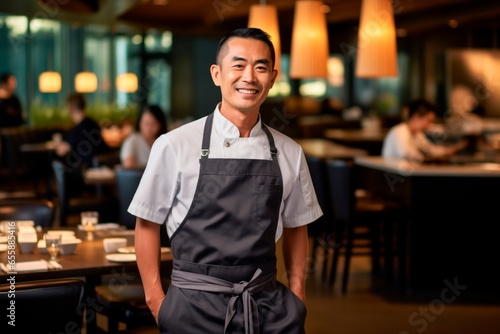 Portrait of an asian chef working in a restaurant