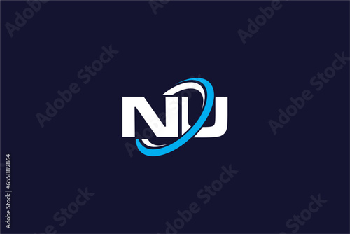 NU creative letter logo design vector icon illustration