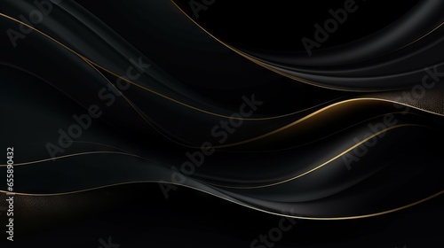 Abstract illustration of luxurious black lines on a gradient background with golden accents © hassan