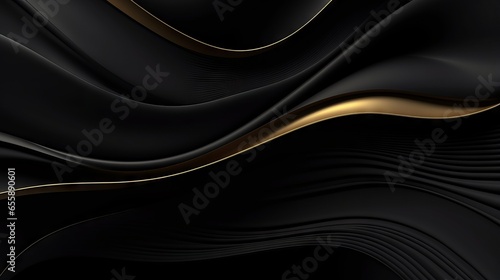 Abstract illustration of luxurious black lines on a gradient background with golden accents