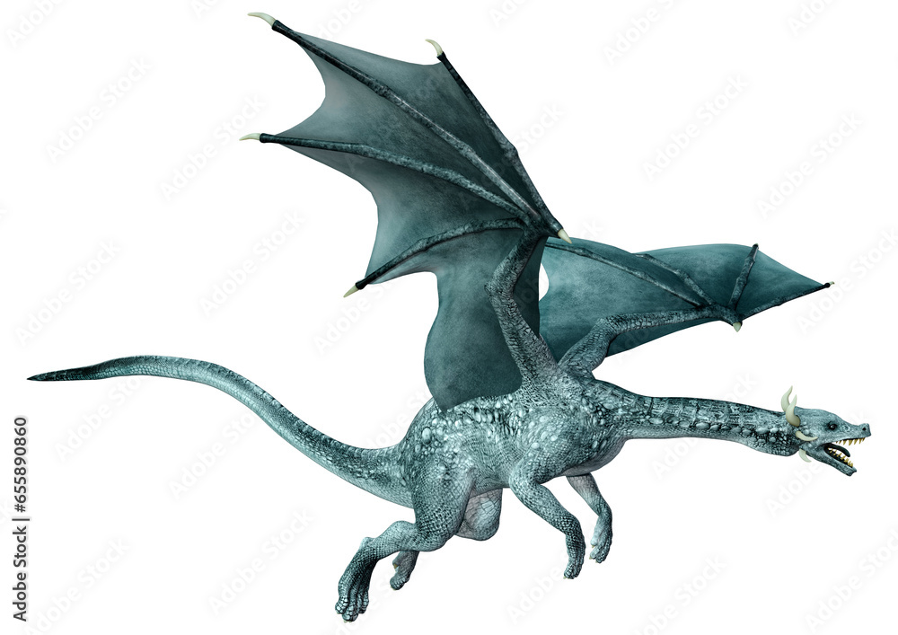 Fototapeta premium 3D Rendering Fairy Tale Dragon on White
