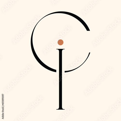 CI letter logo design on luxury background