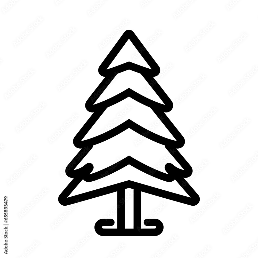 Christmas tree icon.Black outline christmas tree icon. Holiday icon Christmas tree icon.Black outline christmas tree icon. Holiday icon