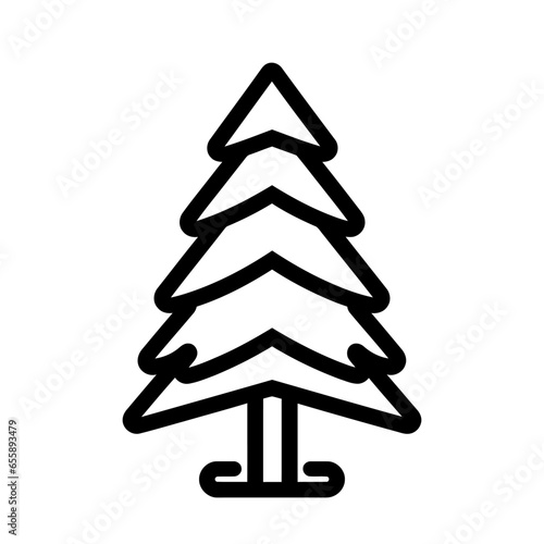 Christmas tree icon.Black outline christmas tree icon. Holiday icon