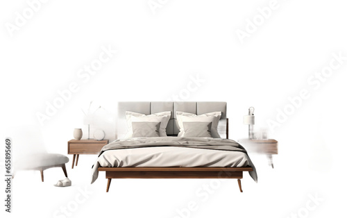Bedchamber Furnishings Isolated on a Transparent Background PNG. Generative AI