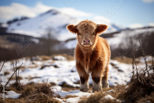 Calf of Highland Cattle in the wild