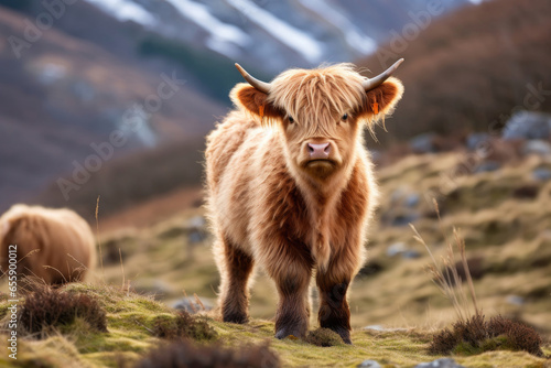 Calf of Highland Cattle in the wild