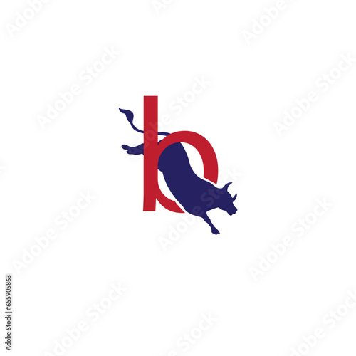 design logo letter b with bulls vector illustration