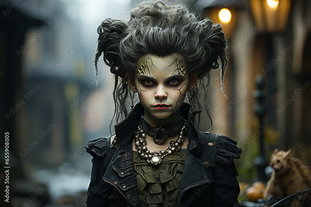 Generative AI picture of female demon horror ghost woman happy halloween day concept Generative AI picture of female demon horror ghost woman happy halloween day concept