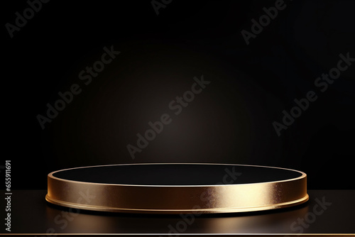 Gold podium with black background