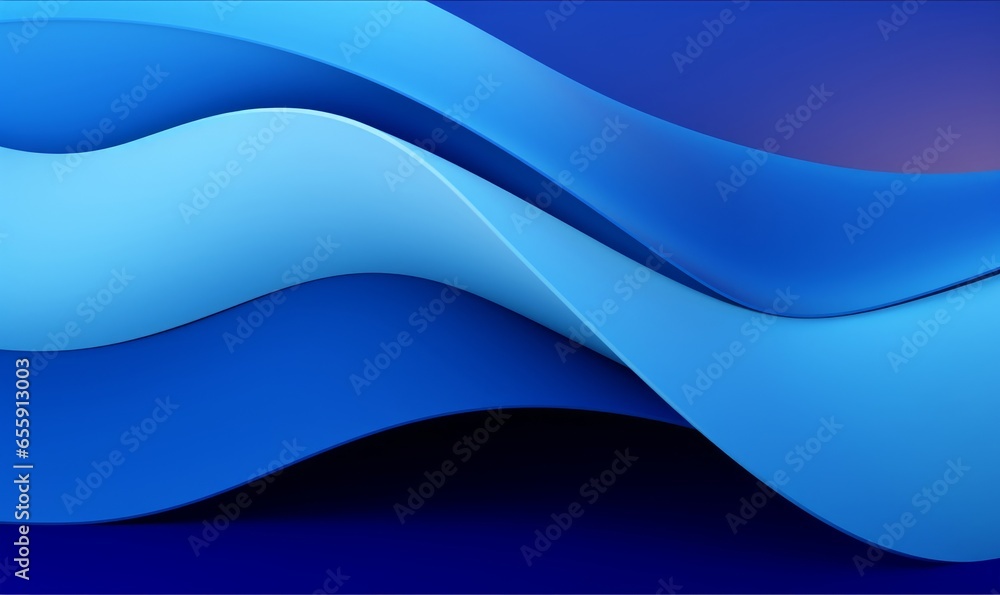 Abstract background created from Blue 3D Waves. Colorful 3D Render with copy-space, Generative AI
