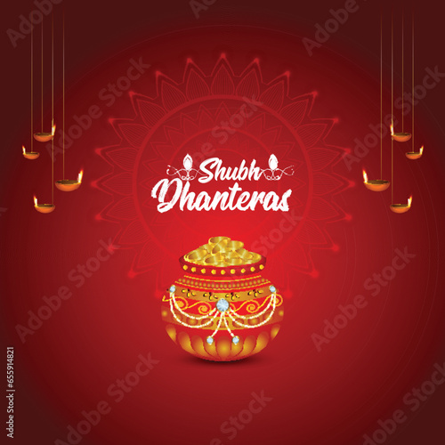 Indian festival happy dhanteras celebration greeting card photo