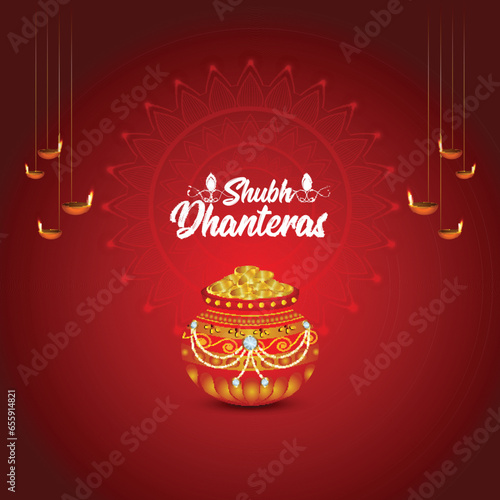 Indian festival happy dhanteras celebration greeting card