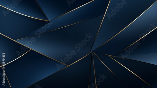 Golden Polygonal Pattern on Dark Blue Background - Abstract Vector Artwork for Poster, Cover, Print, and More