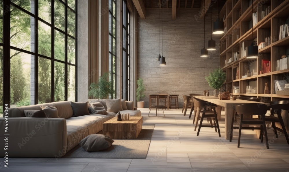 Loft Home. Contemporary Interior Design Background. Generative AI