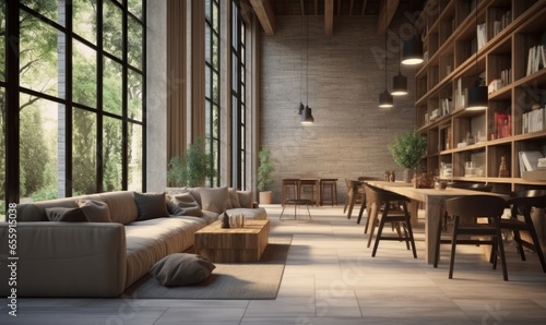 Loft Home. Contemporary Interior Design Background. Generative AI