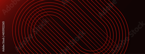 Abstract futuristic background with Glowing red circle lines. Swirl circular lines design element with Round movement. Modern shiny red geometric pattern for Technology concept. Vector illustration