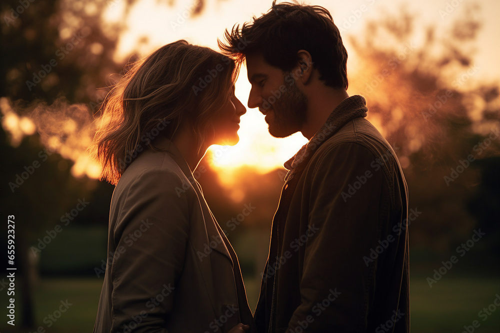 Generative AI portrait picture of couple on romantic date admire sights mountains Generative AI portrait picture of couple on romantic date admire sights mountains