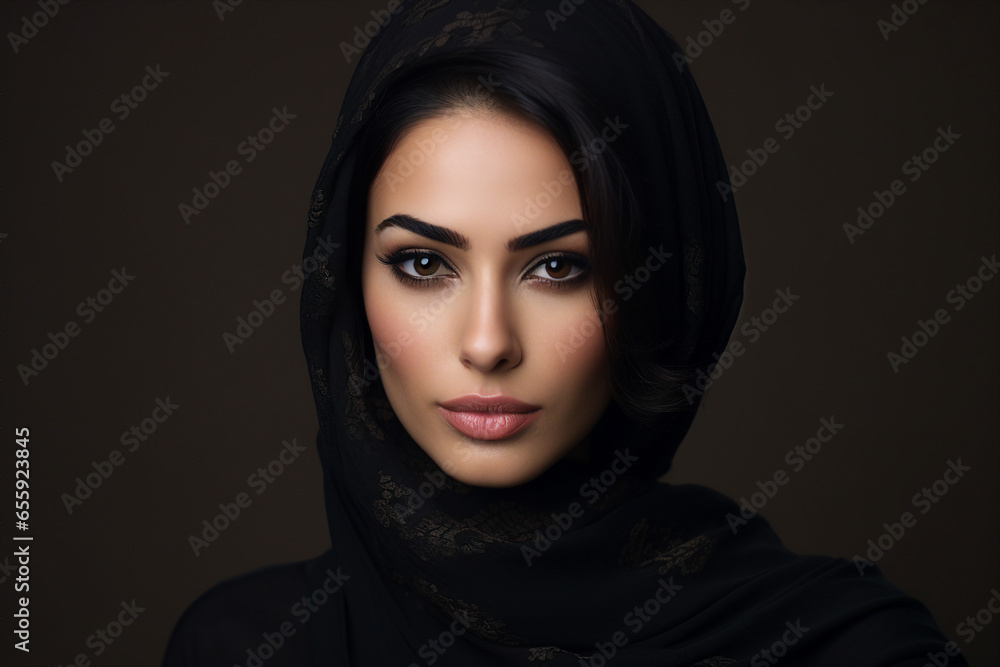 Happy arab asian muslim woman in hijab clothes isolated on background generative AI Happy arab asian muslim woman in hijab clothes isolated on background generative AI
