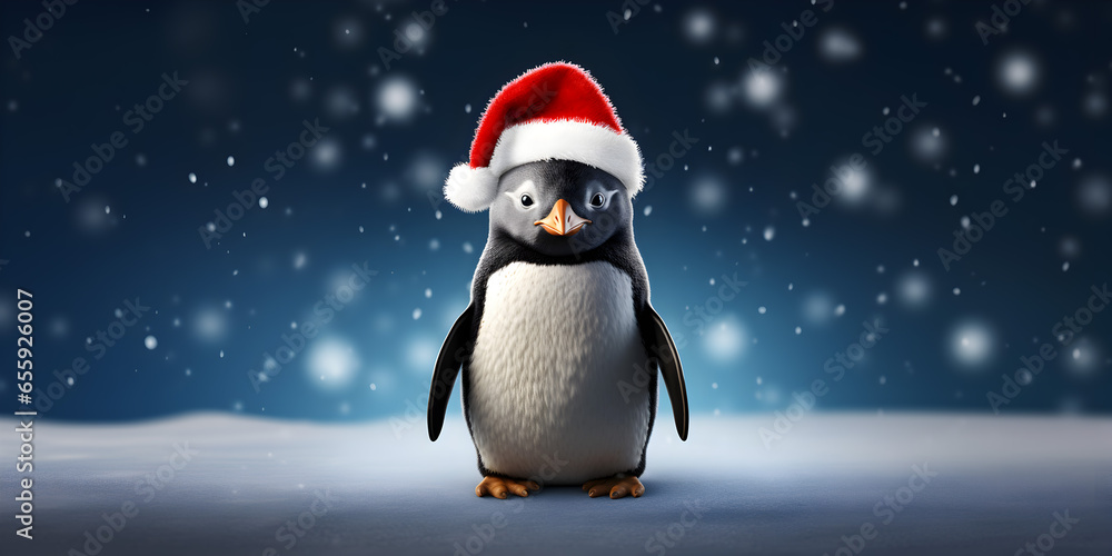 Christmas Penguin Wallpaper with Bokeh Background Christmas Penguin Wallpaper with Bokeh Background