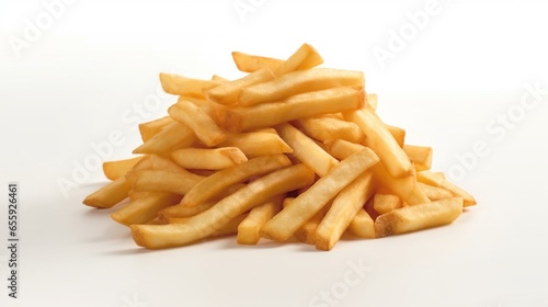 thin cut crispy fries iscolated on a white background.Generative AI