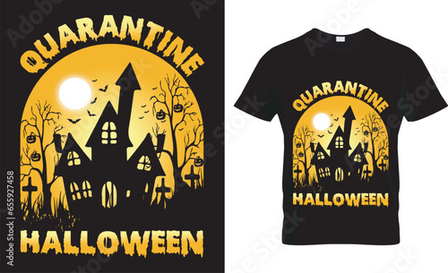  Halloween typrography vector t-shirt design. quarantine halloween