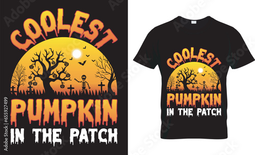  Halloween typrography vector t-shirt design. coolest pumpkin in the patch