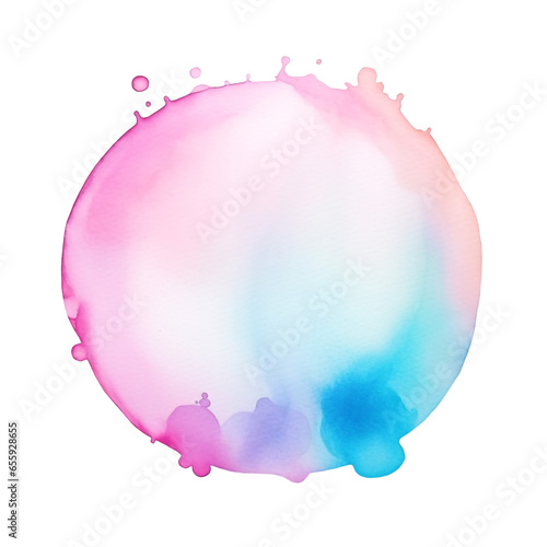 Colorful rainbow pastel watercolor drop on paper texture, ink paint splash stain isolated transparent design element, color powder splatters spot AI generated