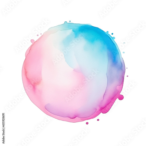 Colorful rainbow pastel watercolor drop on paper texture, ink paint splash stain isolated transparent design element, color powder splatters spot AI generated
