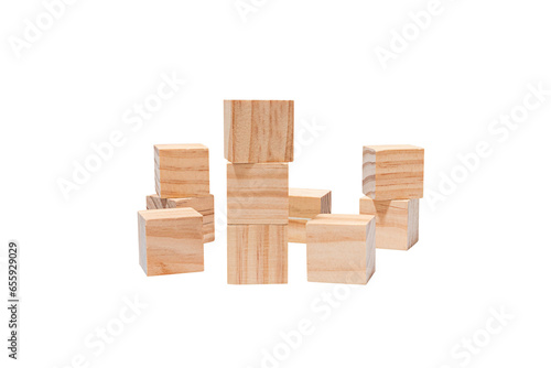 Toy blocks   wooden game cube  wooden geometric shapes cube for conceptual design. Education game. isolated on a white background.PNG 