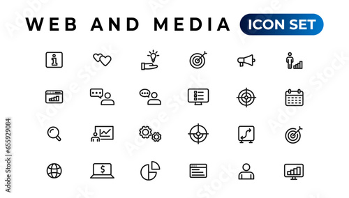 Audio Video Icons Pack. Thin line icons set. Flat icon collection set. Simple vector icons