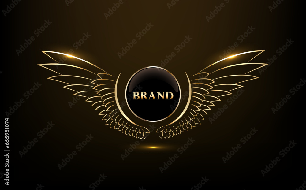 Vector illustration of a luxury black gold logo design template. Stock ...