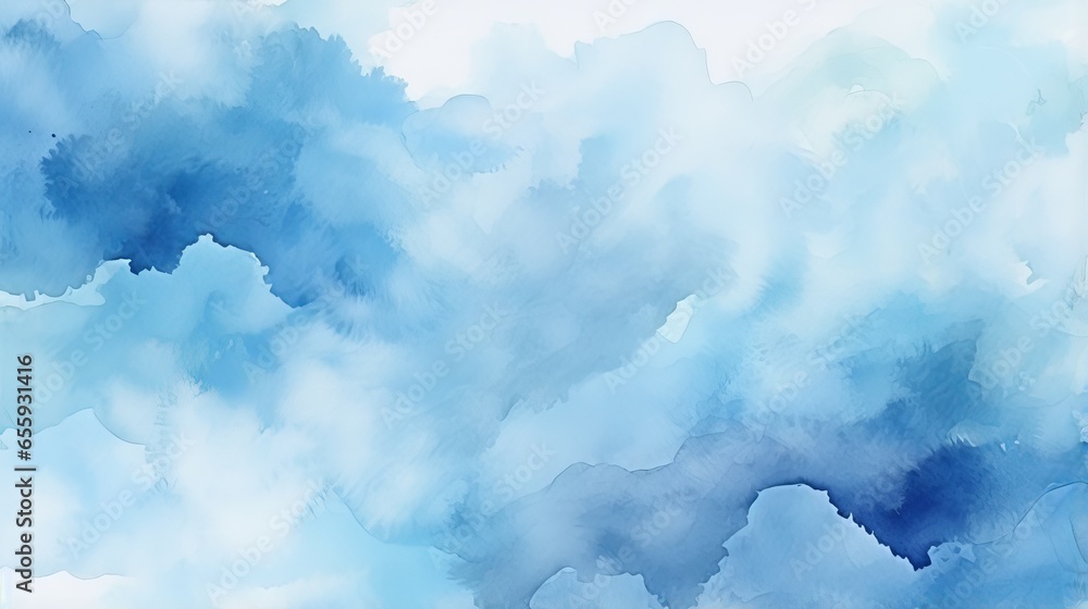 Deep Blue Watercolor Background with Fluid Grunge Texture - Abstract Gradient Paint Art