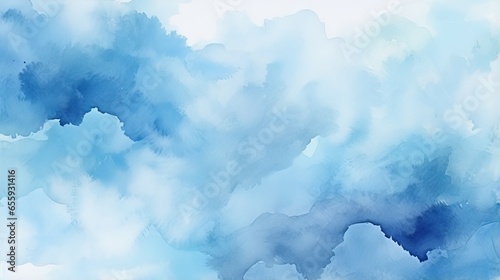 Deep Blue Watercolor Background with Fluid Grunge Texture - Abstract Gradient Paint Art
