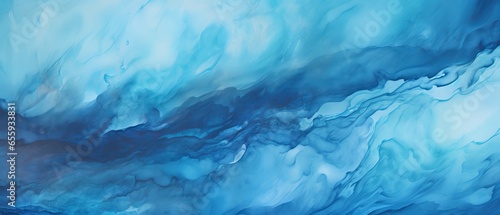 Deep Blue Watercolor Background with Fluid Grunge Texture - Abstract Gradient Paint Art for Banner Design