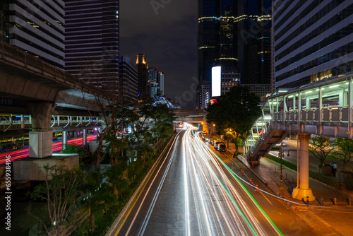 Bangkok business center District, Chong Nonsi skywalk for transit between sky train, Bangkok Thailand photo