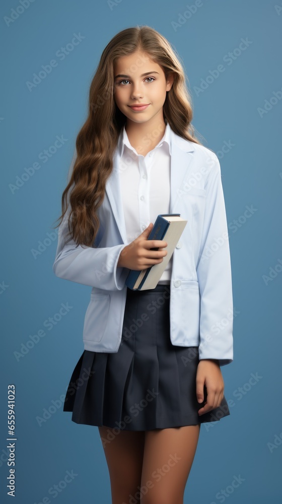 A smart and hard-working looking girl model who wears a school uniform. A smart and hard-working looking girl model who wears a school uniform.