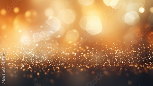 Golden glitter particles falling on light background. Festive and magical confetti effect for celebration and decoration
