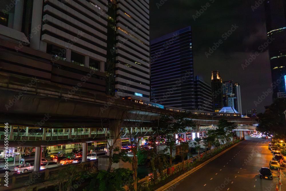 Bangkok business center District, Chong Nonsi skywalk for transit between sky train, Bangkok Thailand