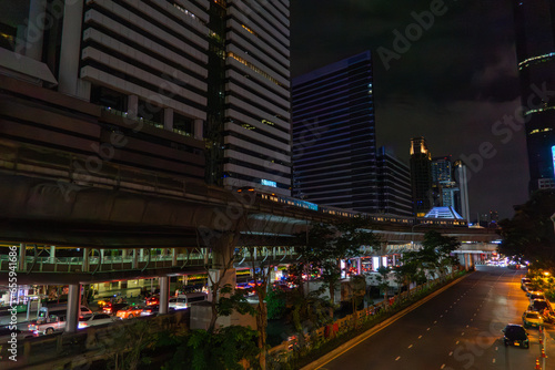 Bangkok business center District  Chong Nonsi skywalk for transit between sky train  Bangkok Thailand