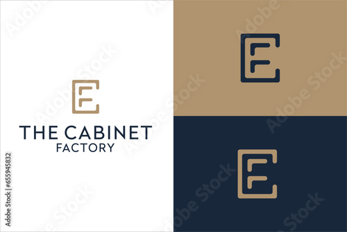 Simple Black and White Cabinet Business Logo Design Template
