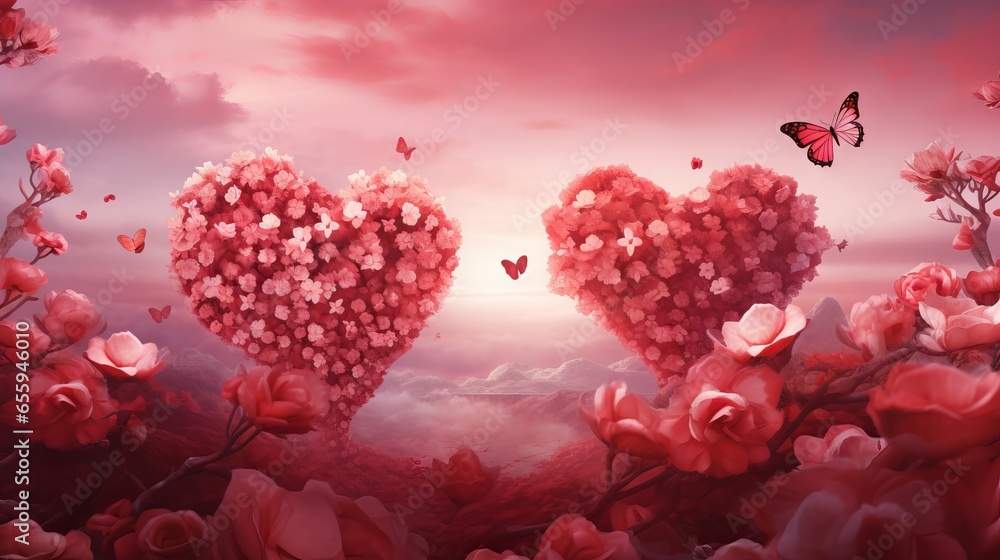 Romantic valentine’s day zoom background - aesthetic heart patterns in vibrant colors for virtual celebrations and online dates