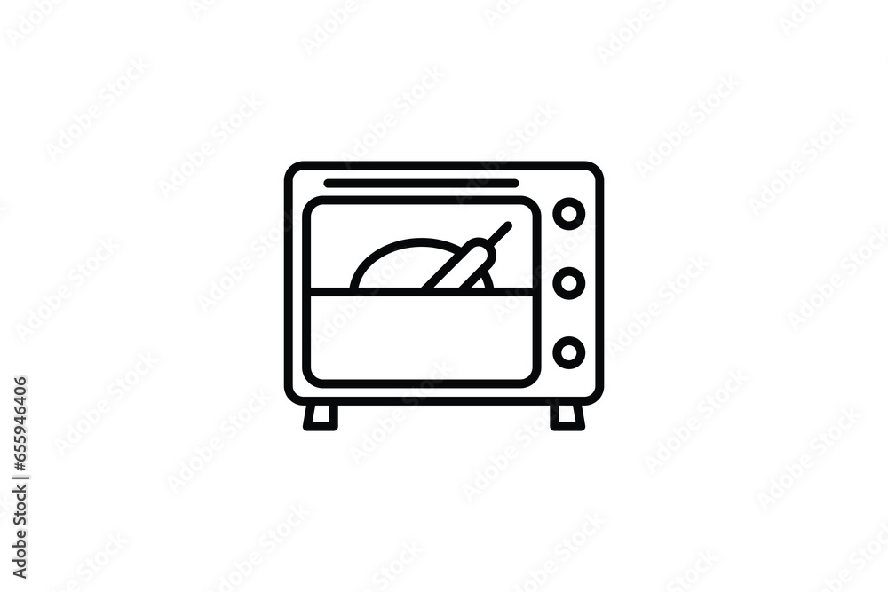 Fototapeta premium Oven Icon. Icon related to kitchen tool. Suitable for web site design, app, user interfaces. Line icon style. Simple vector design editable