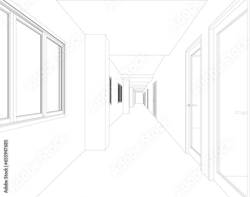 3D illustration of building project