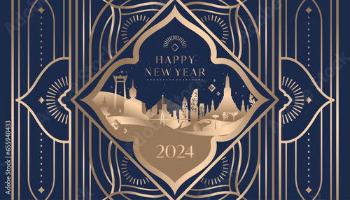 Concept designs  of happy new year  Thai Art style 