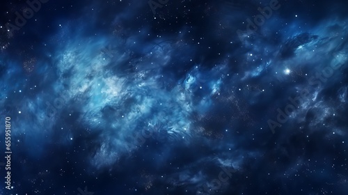 Abstract milky way galaxy with stars and noise blue background photo